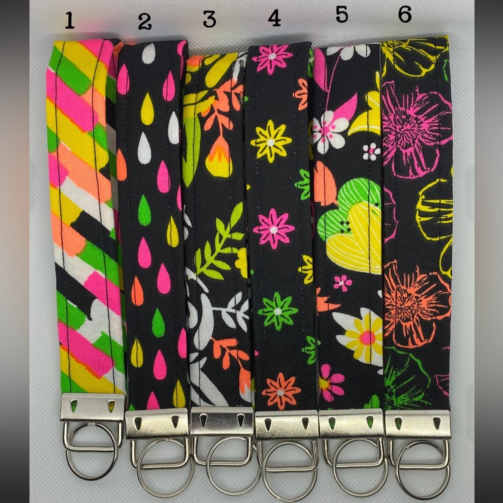 Neon Patterned Wristlet Keychain